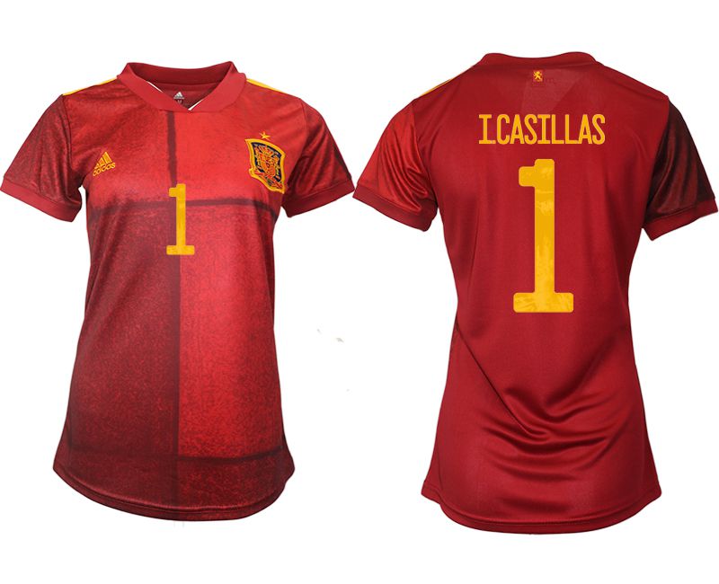 Women 2021-2022 Club Spain home aaa version red #1 Soccer Jerseys